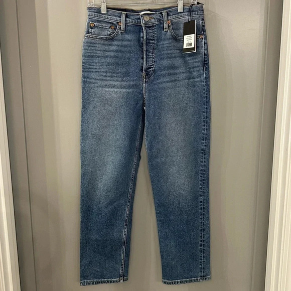 NWT REDONE 70s Stove Pipe Jeans Button Fly Size 29 Western Blue - Picture 3 of 7